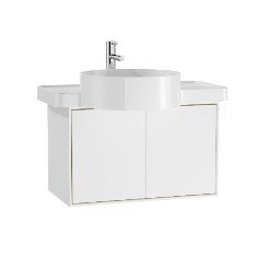 Vitra Voyage 62432 Lavabo Dolabı 60 Cm, Tezgah Üstü Lavabo İçin, Mat Beyaz & Doğal Meşe, Sol